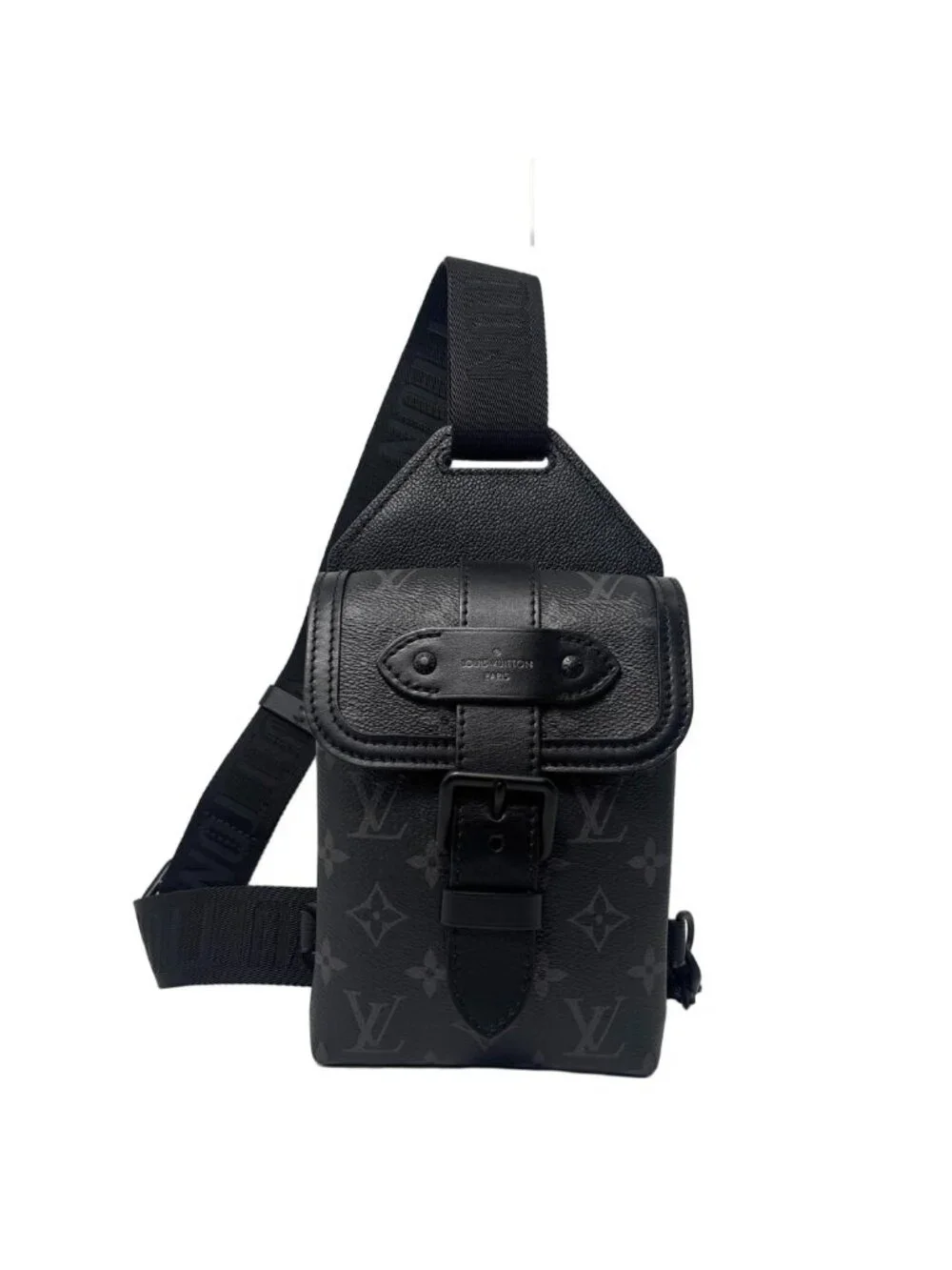 Louis Vuitton Monogram Eclipse Saumur Sling Bag Black